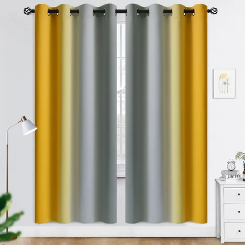 Miniatura 84 de COSVIYA Cortinas 100% Opacas Azul Degradado con Lazos Ajustables para Cocina Aislamiento Térmico Oscurecimiento de Habitación Cenefa con Bolsillo