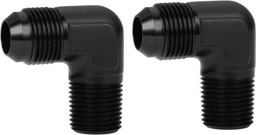 Miniatura 54 de 3AN macho Flare a 1/4 NPT tubo macho 90 grados codo adaptador unión aluminio negro