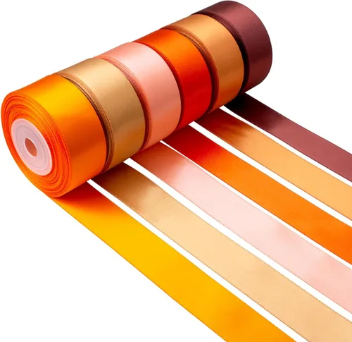 Miniatura 12 de Cinta de Satén Blanca y Negra de 1 Pulgada de Ancho Cintas Gris Marrón Plateada Vainilla Colores Sólidos Surtidos Cinta de Satén de Doble Cara