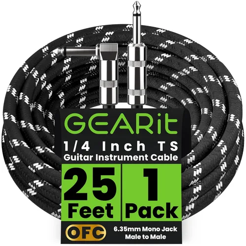 Miniatura 21 de GEARit Cable de instrumento de audio (10 pies) en ángulo recto a recto de 1/4 de pulgada macho a macho para cable AMP, base y guitarra eléctrica