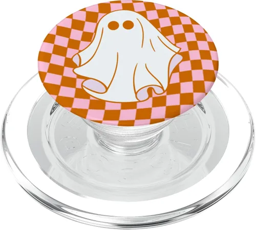 Miniatura 8 de Retro Groovy - Tablero de ajedrez a cuadros Ghost Halloween PopSockets intercambiables PopGrip