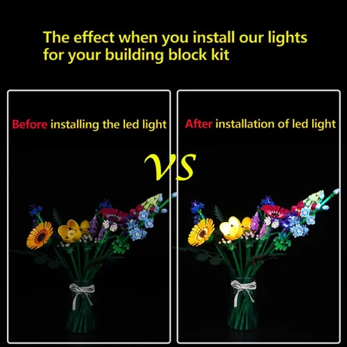 Miniatura 2 de Kyglaring Kit de luces LED compatible con Lego Set 10313, accesorios de iluminación compatibles con iconos de ramo de flores silvestres, solo luces