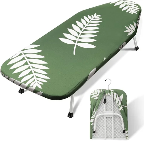 Miniatura 23 de SheeChung Tabla de Planchar Pequeña de Mesa 32" L x 12" A, Tabla de Planchar Plegable con Descanso para Plancha, Base de Metal de Malla, Funda