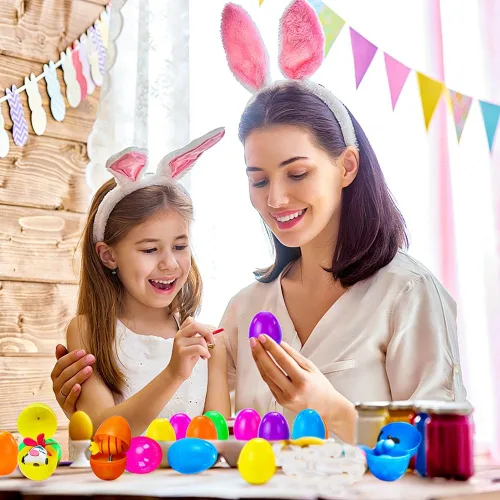 Miniatura 7 de LUKBERA 200 huevos de plástico brillantes a granel, 2.4 pulgadas, varios colores, con cáscara vacía, rellenables, huevos de Pascua para niños