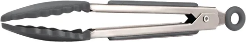 Miniatura 8 de Tovolo Pinzas pequeñas con puntas de silicona de 8.25 pulgadas para servir aperitivos, ensaladas, pinzas de metal de acero inoxidable para cocinar