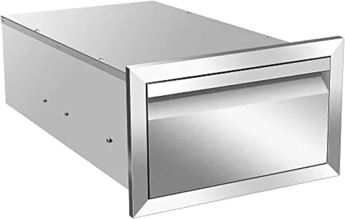Miniatura 9 de Cajones dobles de acero inoxidable de montaje empotrado con asas empotradas para cocinas al aire libre o isla de barbacoa, 30 pulgadas de ancho x