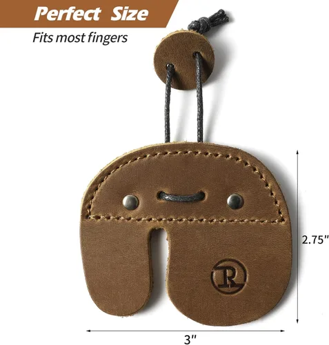 Miniatura 2 de Ringsun - Pestañas de cuero para dedos de tiro con arco, protector de dedo hecho a mano para equipo de práctica de tiro, pestaña de dedos para arcos