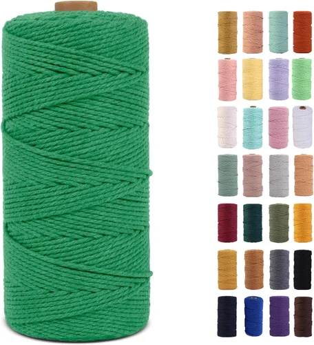 Miniatura 66 de Cordón de macramé gris rosado de 0.118 in x 109 yardas, cuerda de algodón colorido de algodón suave para colgar en la pared, colgar plantas