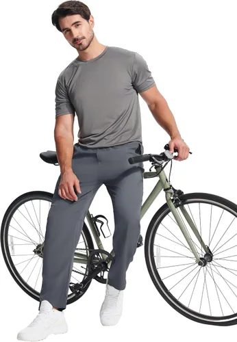 Miniatura 6 de Hebepol Pantalones de senderismo ligeros para hombre, de secado rápido, pantalones deportivos de pesca, correr, entrenamiento, 3 bolsillos