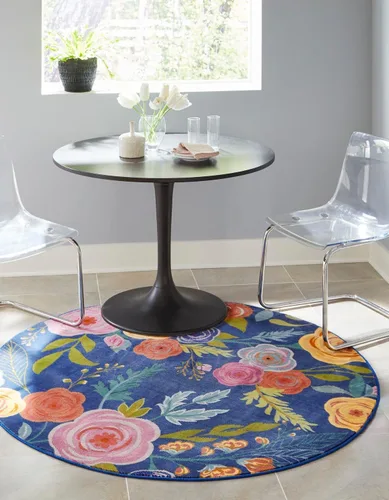 Miniatura 28 de Unique Loom Blossom Collection - Alfombra Ashley (2' 7" x 12' 2", alfombra de pasillo, azul/oliva)