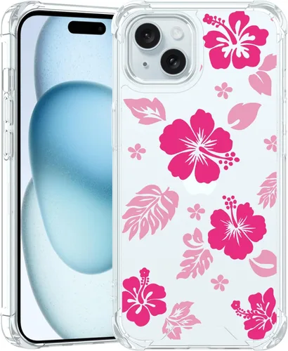 Miniatura 97 de Funda para iPhone 8 Plus y iPhone 7 Plus, linda funda Kawaii azul hibisco hawaiano floral estética floral para niñas preppy mujeres