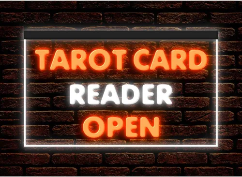 Miniatura 10 de 180087 Lector de cartas de tarot psíquico abierto tienda decoración ventana pantalla LED luz neón letrero (12 x 8 pulgadas, verde)