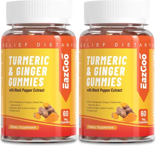 Gomitas de curcumina de cúrcuma de 500 mg para adultos, con pimienta negra, raíz de jengibre, vitamina C, gomitas de frutas bajas en azúcar, sabor a