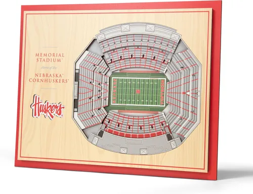 YouTheFan NCAA Nebraska Cornhuskers Arte de Pared 3D StadiumView de 5 Capas - Memorial Stadium