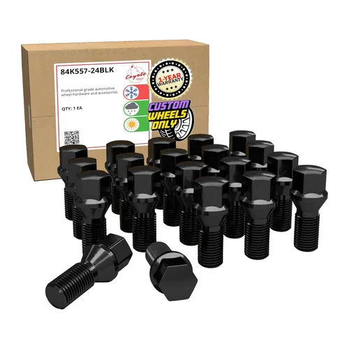 Wheel Accessories Parts Juego de 20 pernos de orejeta M14 x 1.25 rosca Bellota para asiento con acabado negro, longitud de vástago de 0.99 pulgadas,