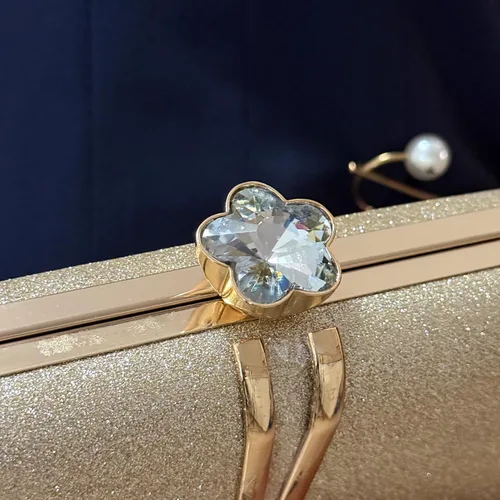 Miniatura 6 de Aovtero - Bolso de mano para mujer con cadena, bolso de noche, para boda, fiesta de graduación o como bolso de novia