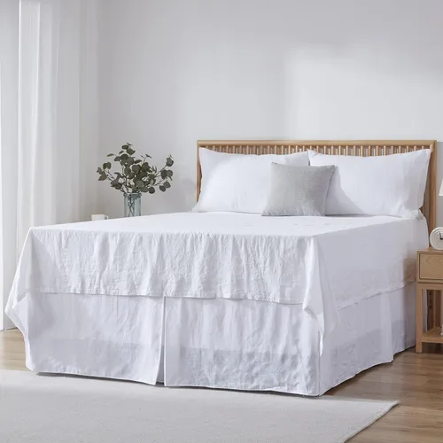 Miniatura 12 de Simple&Opulence - Falda de cama de lino belga con caída a medida de 14 pulgadas, con pliegues, ajuste fácil, transpirable, de lino natural premium