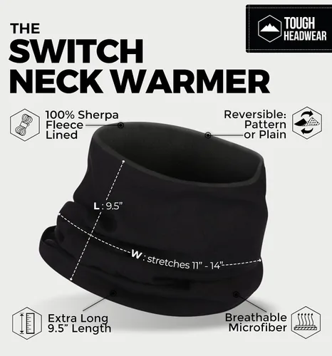 Miniatura 3 de Tough Headwear Neck Warmer - Winter Fleece Neck Gaiter& Fleece Neck Warmer - Ski Gaiter for Men - Reversible Neck Gaiter