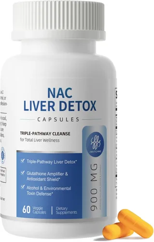 Suplemento NAC 900 mg – Limpieza del Hígado Desintoxicación y Reparación, Salud Antioxidante y Celular, Apoyo a la Defensa del Alcohol – Cápsulas de