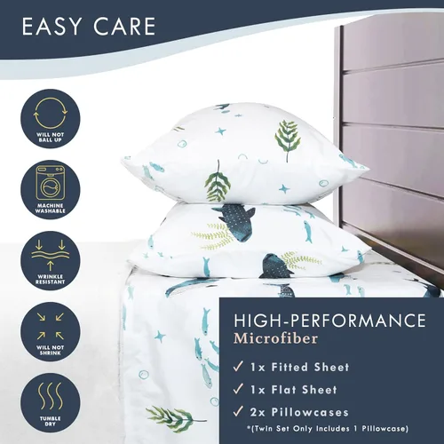 Miniatura 8 de Where The Polka Dots Roam Nautical Ocean - Juego de ropa de cama individual – Juego de cama de 3 piezas súper suave para niños con sábana bajera