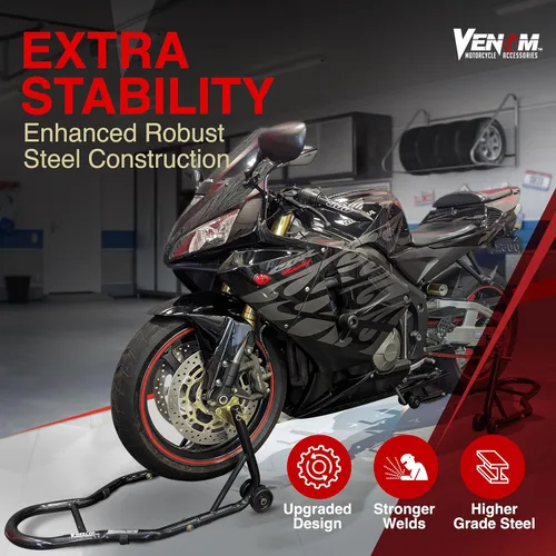 Miniatura 2 de Soporte ruedas delanteras & traseras combo Venom, motocicleta deportiva, soporte horquilla y brazo de horquilla. El soporte sirve para Yamaha Honda