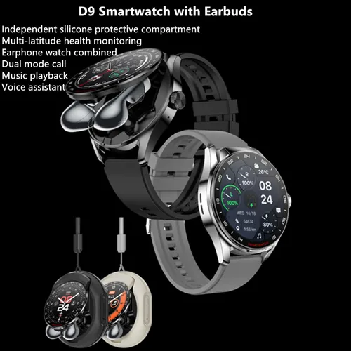 Miniatura 2 de Reloj inteligente D9 con auriculares incorporados de 1.46 pulgadas, llamadas Bluetooth, reloj 2 en 1, monitor de salud y fitness, monitor de sueño