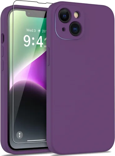 Miniatura 14 de DEENAKIN Funda compatible con iPhone 14 Plus con protector de pantalla, funda mejorada para cámara, goma de gel de silicona suave probada contra