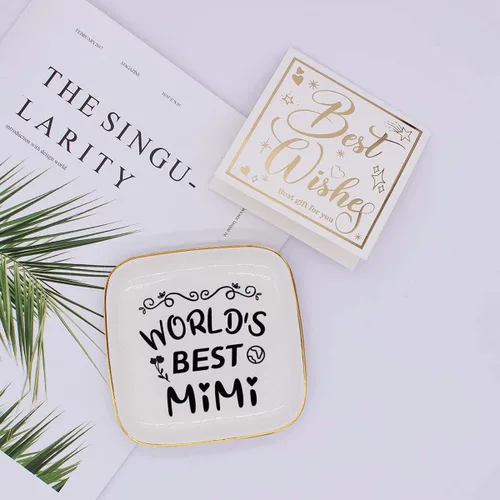 Miniatura 3 de Littlefa To My MiMi - Bandeja decorativa para anillos de cerámica para abuela, regalo significativo para abuela de nieto, regalo único para abuela