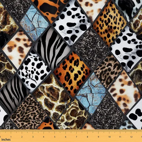 Miniatura 49 de Tela con Estampado de Leopardo por Yarda, Tela de Tapicería de Guepardo Africano Vida Silvestre para Sillas Sofá, Tela Impermeable de Piel de Animal