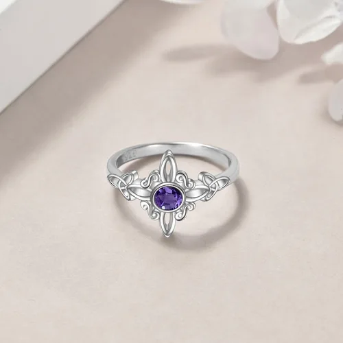 Miniatura 5 de YAFEINI Anillo de nudo de bruja de plata de ley 925, anillo de nudo de trinidad celta, joyería de nudo de bruja para mujer