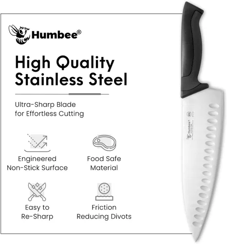 Miniatura 5 de Cuchillo de chef certificado NSF de 10 pulgadas, cuchillo de cocina de acero inoxidable de alto carbono con mango ergonómico codificado por