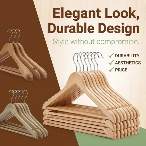 Miniatura 2 de Durable Essentials - Perchas de plástico, paquete de 20 unidades, delgadas, resistentes, diseño similar a la madera con superficie antideslizante
