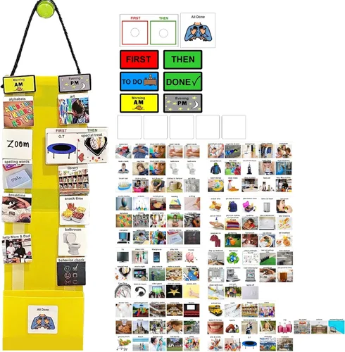 Miniatura 24 de Programa visual para niños – 133 tarjetas de plástico duraderas con imágenes y monedas con lazo suave Tabla de rutina diaria y recompensas por