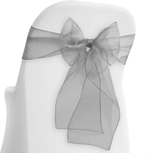 Miniatura 9 de Lann's Linens - 100 elegantes fundas de organza para silla de boda/fiesta Fajas/lazos - Cinta para atar en la parte trasera - Azul bebé