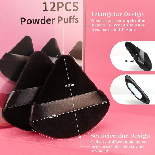 Miniatura 3 de BEAKEY Juego de 2 esponjas de maquillaje patentadas triangulares de 12 piezas y Flat Duo