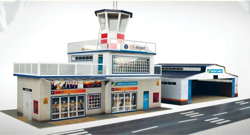 Miniatura 3 de The CityBuilder Kit de fabricación de modelos de cartón para aeropuertos y colgadores - O Scale Model Railroad Building
