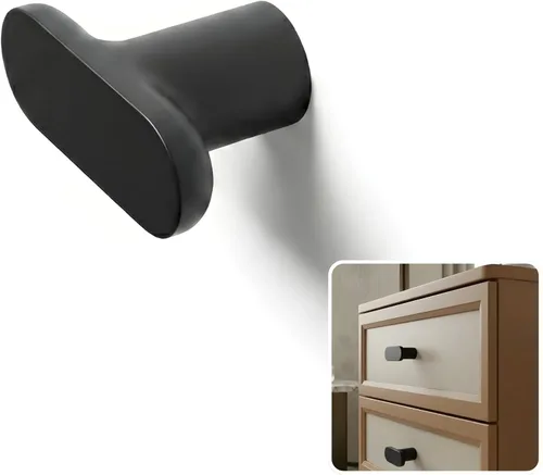 Miniatura 9 de ROUS Hardware Mid-Century - Perilla moderna con barra en T para gabinete, acabado mate de aluminio sólido rosa rubor para gabinetes y muebles