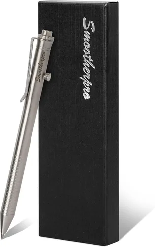 SMOOTHERPRO - Bolígrafo de acción de perno, bolígrafo esferográfico de acero inoxidable compatible con recarga de Pilot G2, bolígrafo EDC para