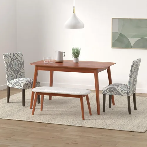 Miniatura 148 de Homepop Silla de comedor con detalles festoneados, sillas de comedor Parsons tapizadas, muebles decorativos para el hogar, tejido gris claro