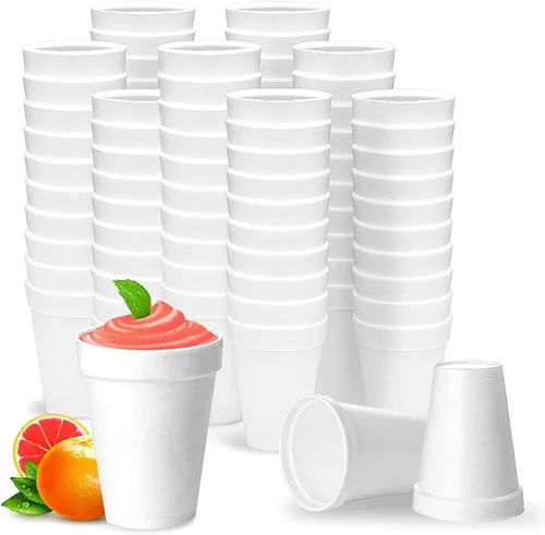 Shop Square Vasos de espuma desechables de 12 onzas (paquete de 100), espuma blanca aísla bebidas calientes y frías, fabricadas en los Estados