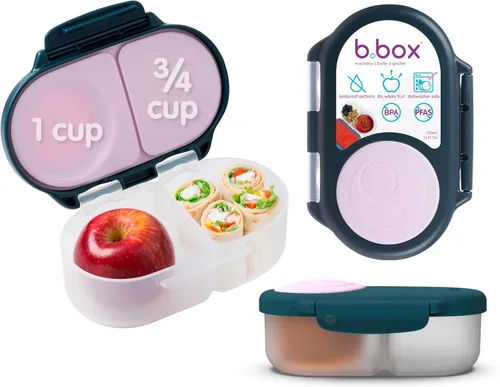 Miniatura 12 de b.box Batman Snack Box - Recipientes a prueba de fugas de 2 compartimentos para niños, mini caja Bento para niños y niños pequeños, contenedores