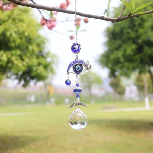 Miniatura 7 de Atrapasoles de ángel azul para decoración de mal de ojo, dije de mal de ojo colgante para ventana de coche, regalo de Navidad, decoración del hogar