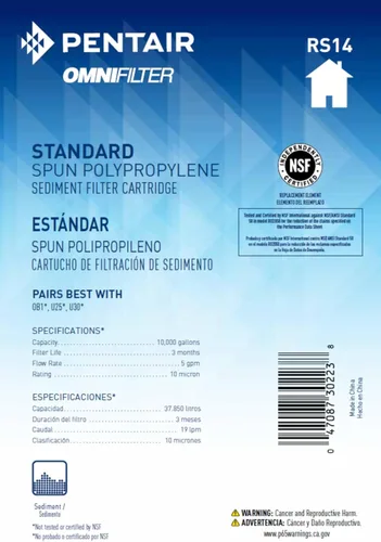 Miniatura 4 de Pentair OMNIFilter RS14 Filtro de agua para sedimentos, 10 pulgadas, cartucho de filtro de repuesto de sedimentos de polipropileno hilado