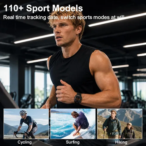 Miniatura 4 de Reloj inteligente con auriculares para hombre, pantalla HD de 2.01 pulgadas, reloj militar para responder/hacer llamadas, rastreador de fitness