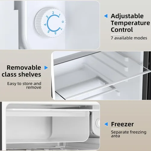 Miniatura 3 de Antarctic Star - Refrigerador compacto de 3.2 pies cúbicos con congelador, mini refrigerador de puerta única con termostato ajustable, estantes