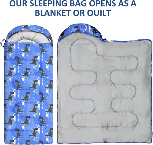 Miniatura 6 de Sacos de dormir para niños - Sacos de dormir para acampar con bolsa de transporte - Saco de dormir compacto para senderismo, mochilero para 3