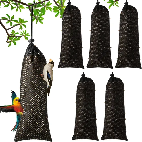 Miniatura 11 de Weewooday 6 Piezas Alimentador de Calcetín para Pinzón Calcetines de Cardo Alimentador de Pájaros Saco Instantáneo de Semillas para Colgar al Aire