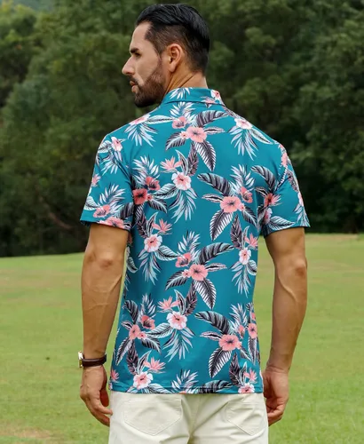 Miniatura 3 de ELETOP Polo de golf para hombre, manga corta, absorbe la humedad, polos tropicales hawaianos, camisas de golf de rendimiento para hombre, ajuste seco