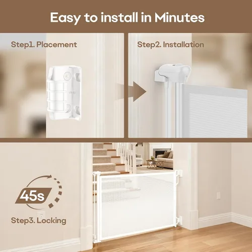 Miniatura 4 de Spaceany Puerta retráctil de seguridad para bebés o puerta de malla para perros, puerta retráctil de malla portátil duradera, fácil de usar