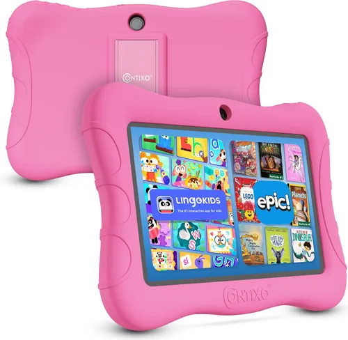 Miniatura 10 de Contixo Tablet Android Kids de 7" de 32 GB, incluye más de 50 libros de cuentos y calcomanías de Disney (valor de $200), funda protectora